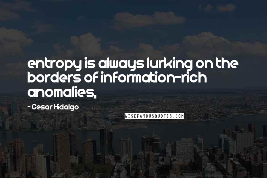 Cesar Hidalgo Quotes: entropy is always lurking on the borders of information-rich anomalies,