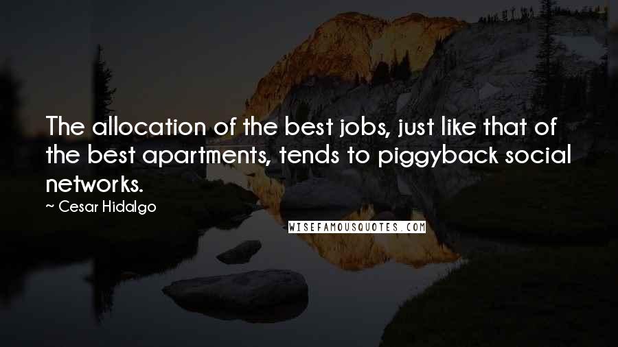 Cesar Hidalgo Quotes: The allocation of the best jobs, just like that of the best apartments, tends to piggyback social networks.