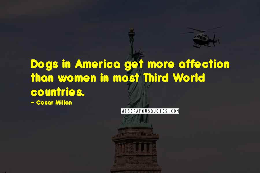 Cesar Millan Quotes: Dogs in America get more affection than women in most Third World countries.