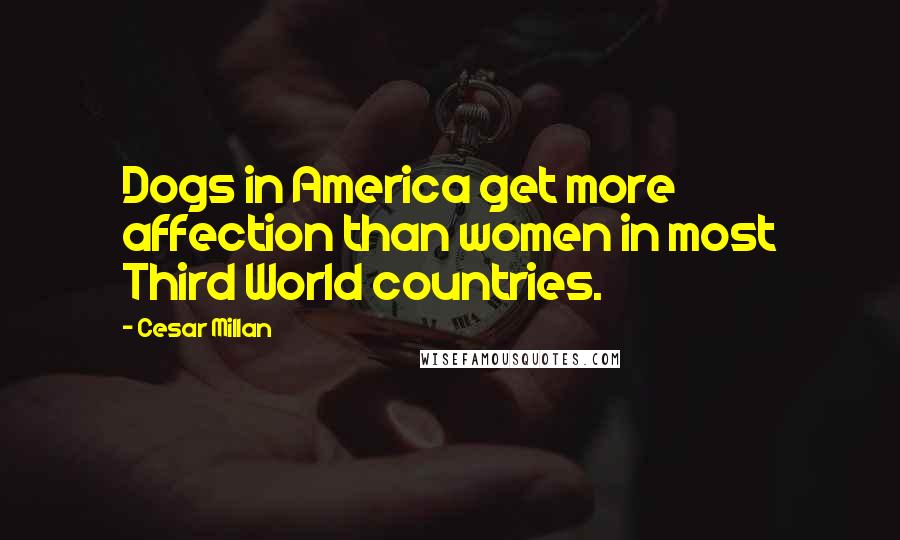 Cesar Millan Quotes: Dogs in America get more affection than women in most Third World countries.