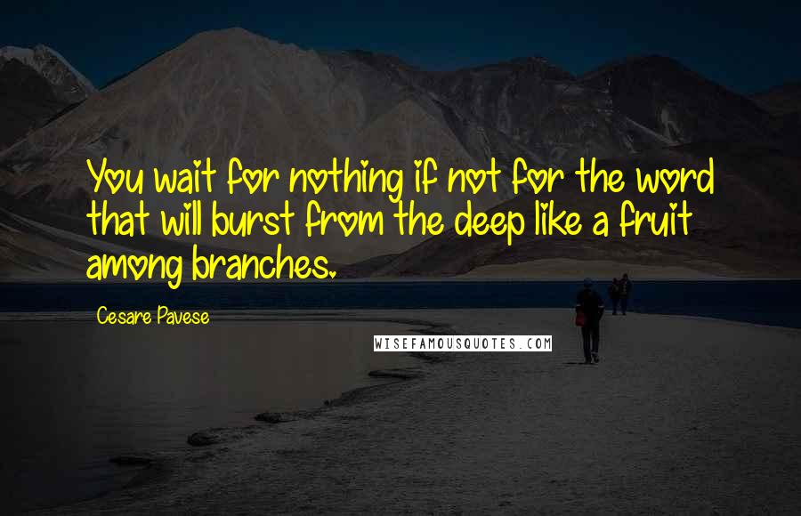 Cesare Pavese Quotes: You wait for nothing if not for the word that will burst from the deep like a fruit among branches.