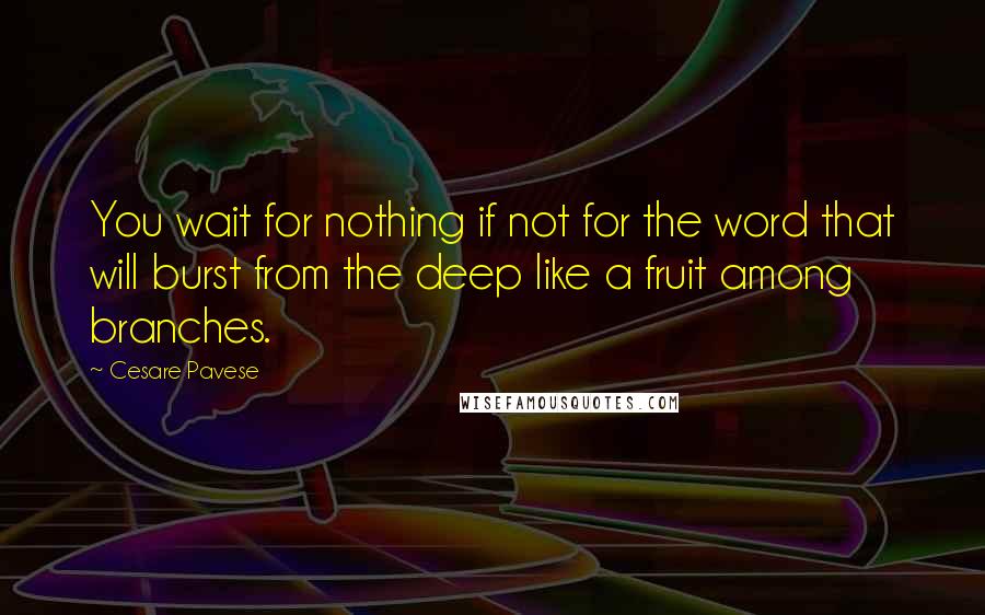 Cesare Pavese Quotes: You wait for nothing if not for the word that will burst from the deep like a fruit among branches.