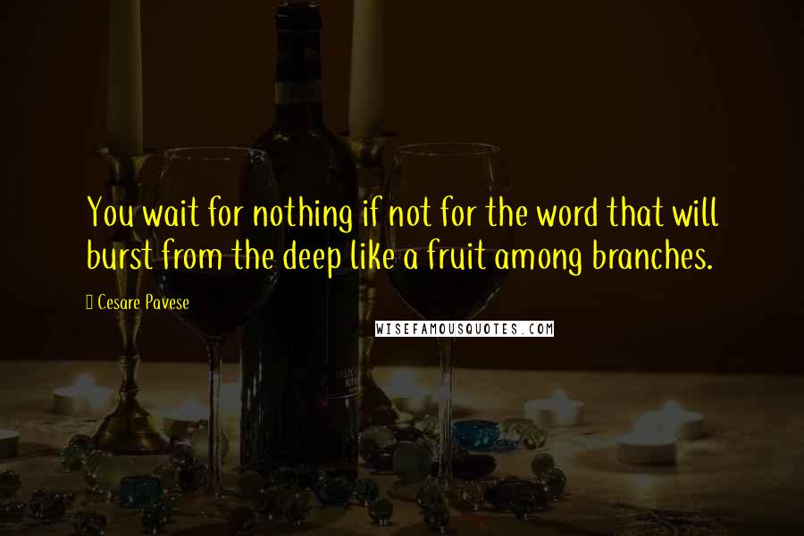 Cesare Pavese Quotes: You wait for nothing if not for the word that will burst from the deep like a fruit among branches.