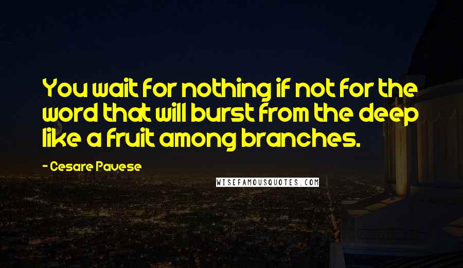 Cesare Pavese Quotes: You wait for nothing if not for the word that will burst from the deep like a fruit among branches.