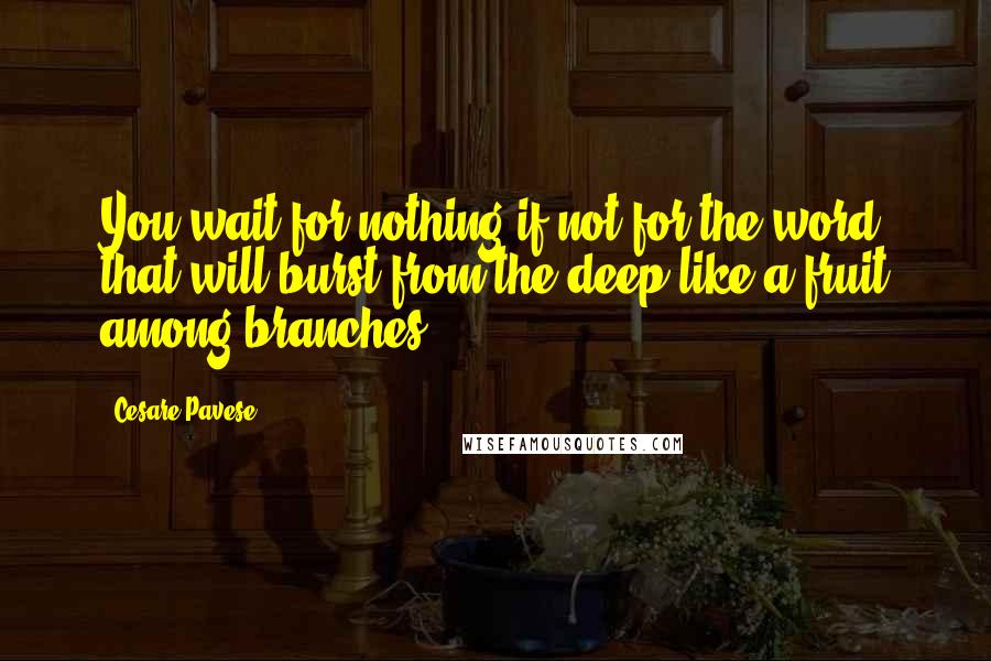 Cesare Pavese Quotes: You wait for nothing if not for the word that will burst from the deep like a fruit among branches.