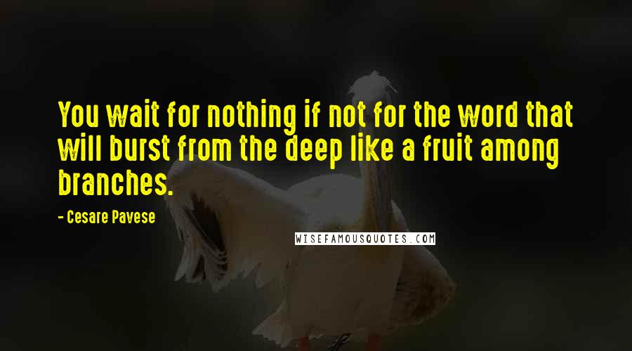 Cesare Pavese Quotes: You wait for nothing if not for the word that will burst from the deep like a fruit among branches.