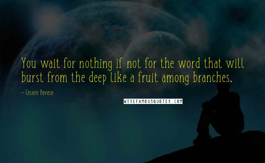 Cesare Pavese Quotes: You wait for nothing if not for the word that will burst from the deep like a fruit among branches.