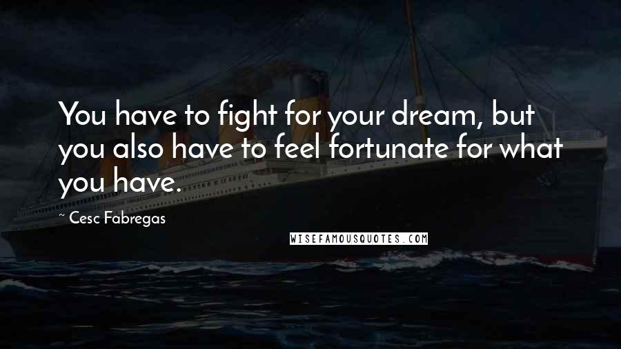 Cesc Fabregas Quotes: You have to fight for your dream, but you also have to feel fortunate for what you have.