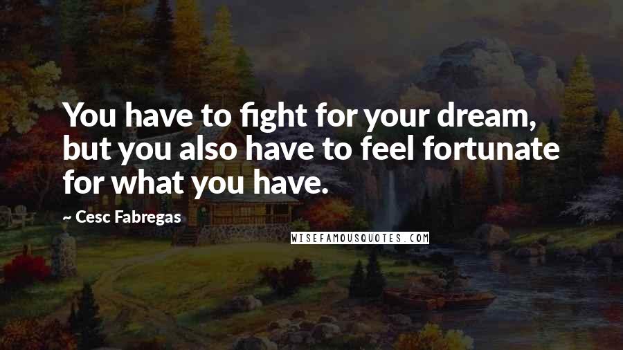 Cesc Fabregas Quotes: You have to fight for your dream, but you also have to feel fortunate for what you have.