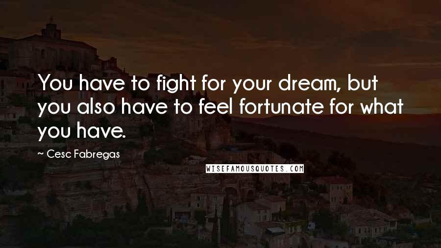 Cesc Fabregas Quotes: You have to fight for your dream, but you also have to feel fortunate for what you have.
