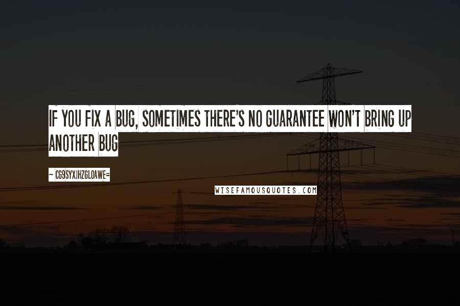 CG9sYXJhZGl0aWE= Quotes: If you fix a bug, sometimes there's no guarantee won't bring up another bug