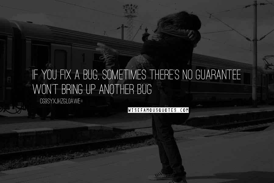 CG9sYXJhZGl0aWE= Quotes: If you fix a bug, sometimes there's no guarantee won't bring up another bug