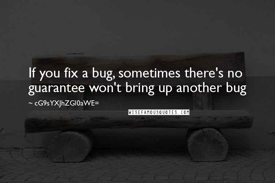 CG9sYXJhZGl0aWE= Quotes: If you fix a bug, sometimes there's no guarantee won't bring up another bug