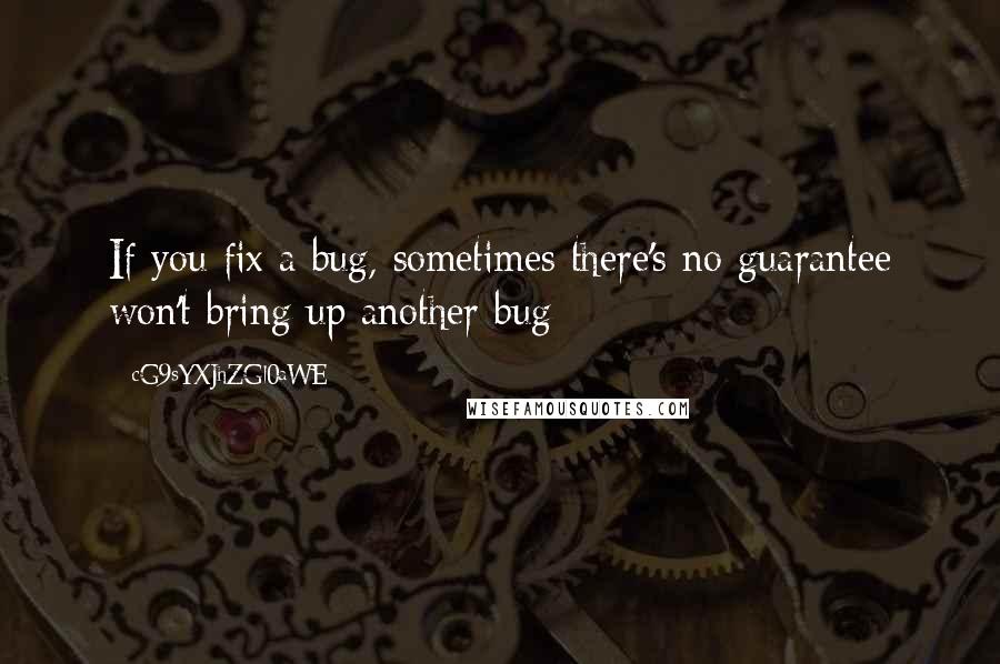 CG9sYXJhZGl0aWE= Quotes: If you fix a bug, sometimes there's no guarantee won't bring up another bug