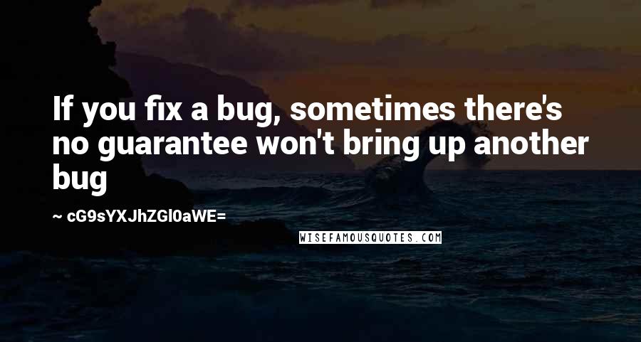 CG9sYXJhZGl0aWE= Quotes: If you fix a bug, sometimes there's no guarantee won't bring up another bug