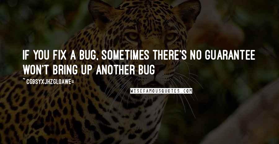 CG9sYXJhZGl0aWE= Quotes: If you fix a bug, sometimes there's no guarantee won't bring up another bug