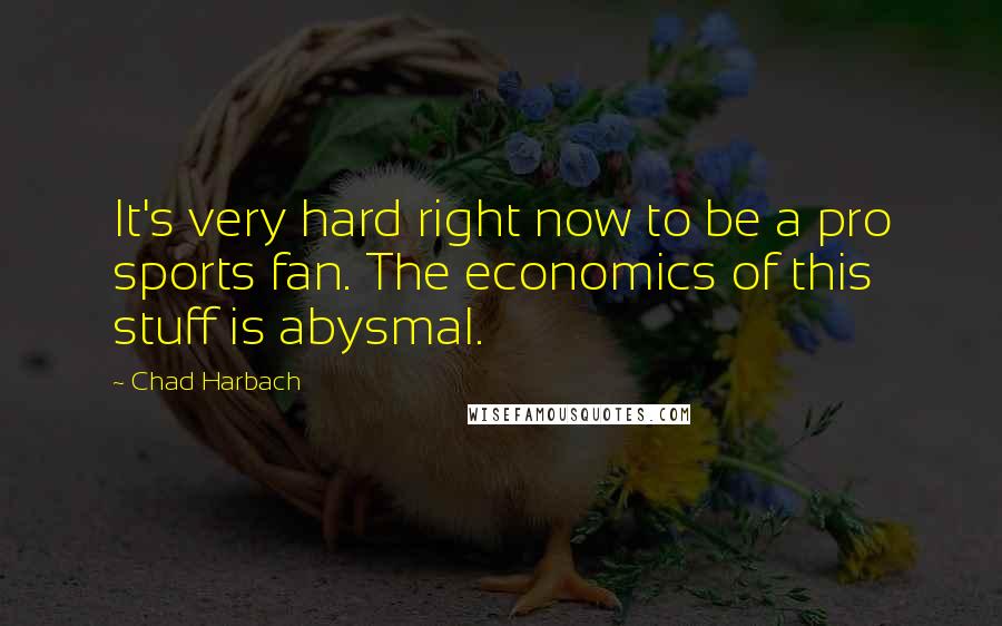 Chad Harbach Quotes: It's very hard right now to be a pro sports fan. The economics of this stuff is abysmal.