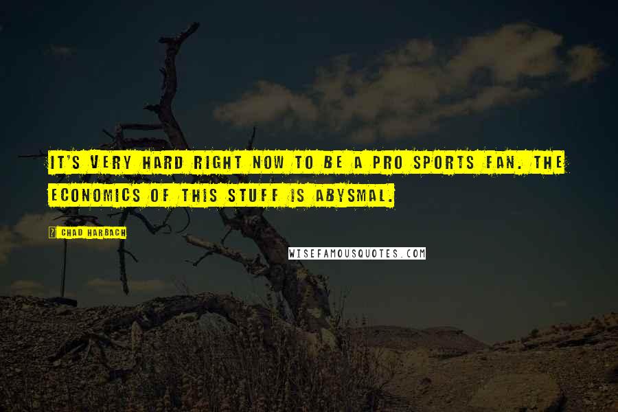 Chad Harbach Quotes: It's very hard right now to be a pro sports fan. The economics of this stuff is abysmal.