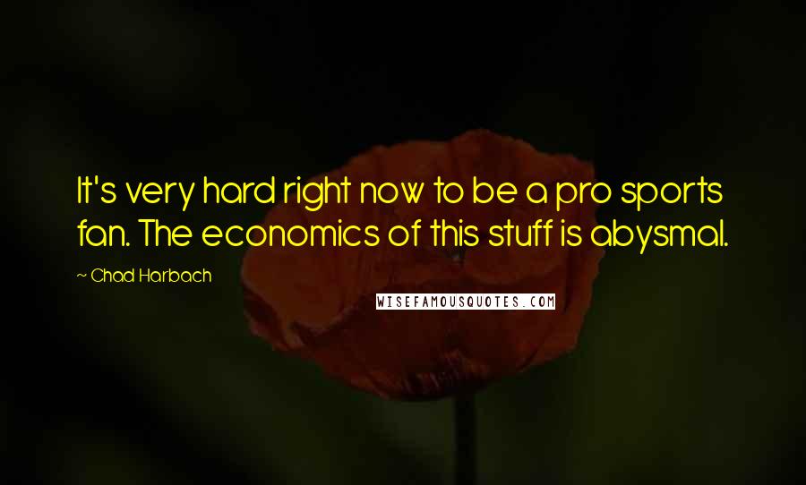 Chad Harbach Quotes: It's very hard right now to be a pro sports fan. The economics of this stuff is abysmal.