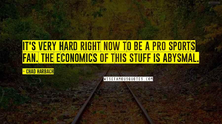 Chad Harbach Quotes: It's very hard right now to be a pro sports fan. The economics of this stuff is abysmal.