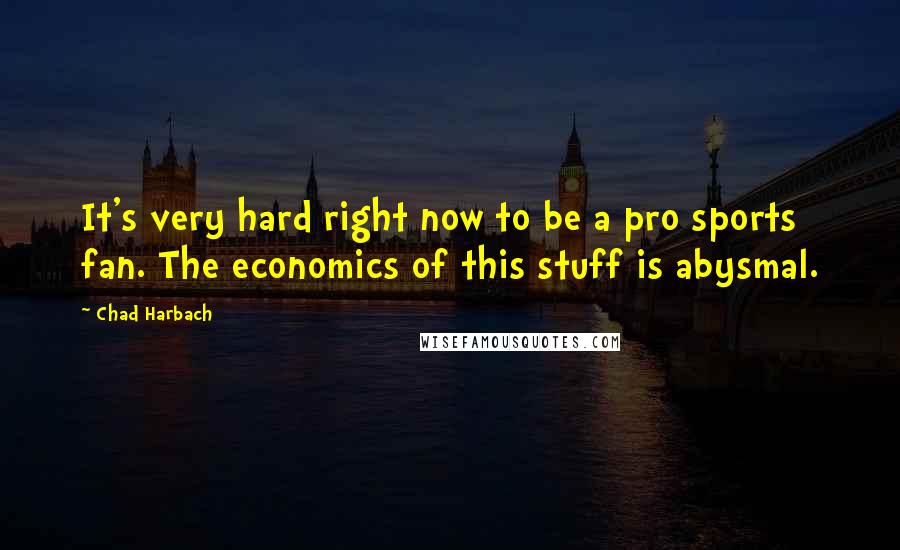 Chad Harbach Quotes: It's very hard right now to be a pro sports fan. The economics of this stuff is abysmal.