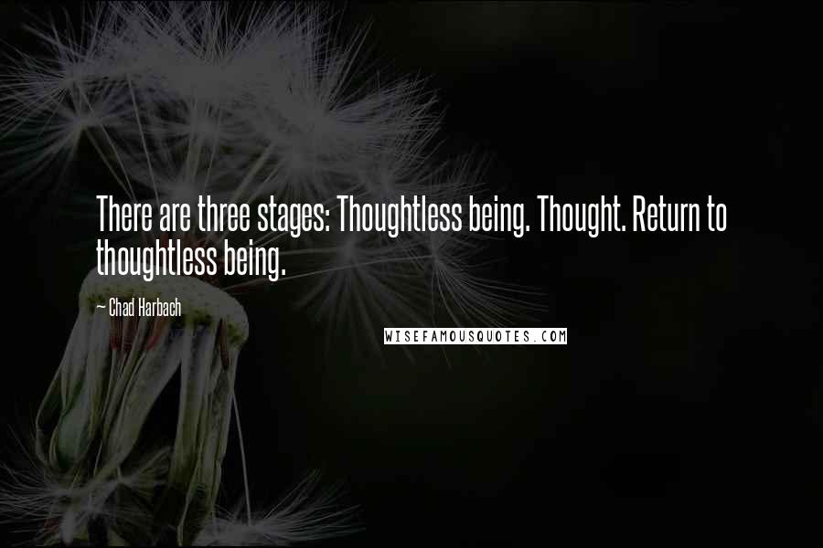 Chad Harbach Quotes: There are three stages: Thoughtless being. Thought. Return to thoughtless being.