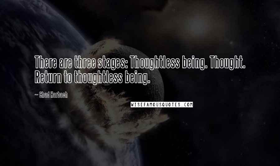 Chad Harbach Quotes: There are three stages: Thoughtless being. Thought. Return to thoughtless being.