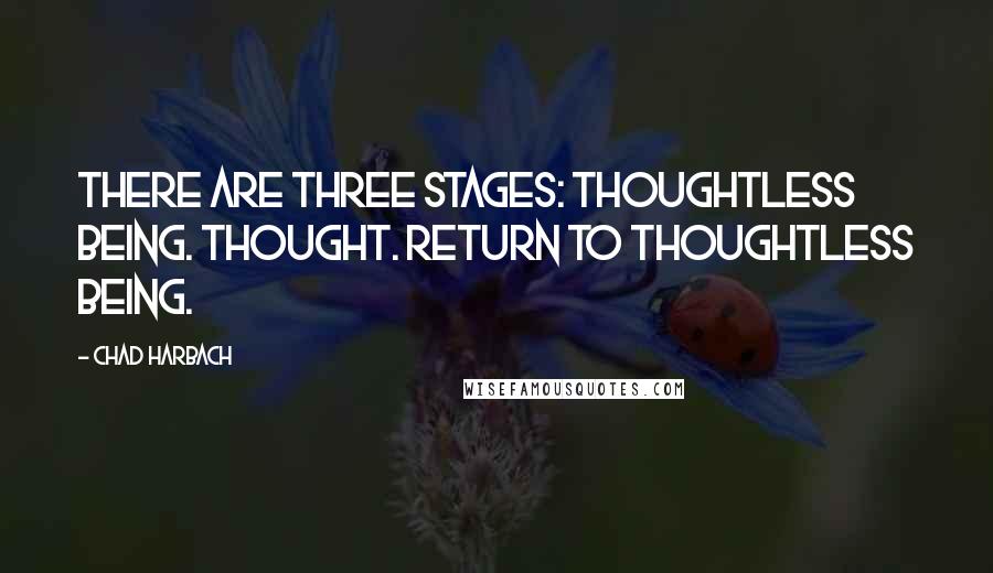 Chad Harbach Quotes: There are three stages: Thoughtless being. Thought. Return to thoughtless being.