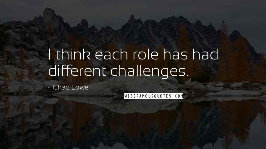 Chad Lowe Quotes: I think each role has had different challenges.