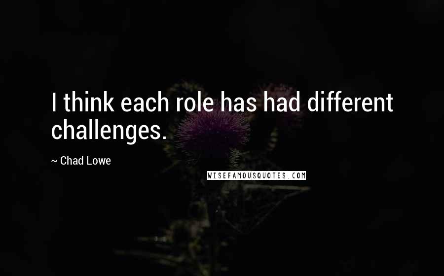Chad Lowe Quotes: I think each role has had different challenges.