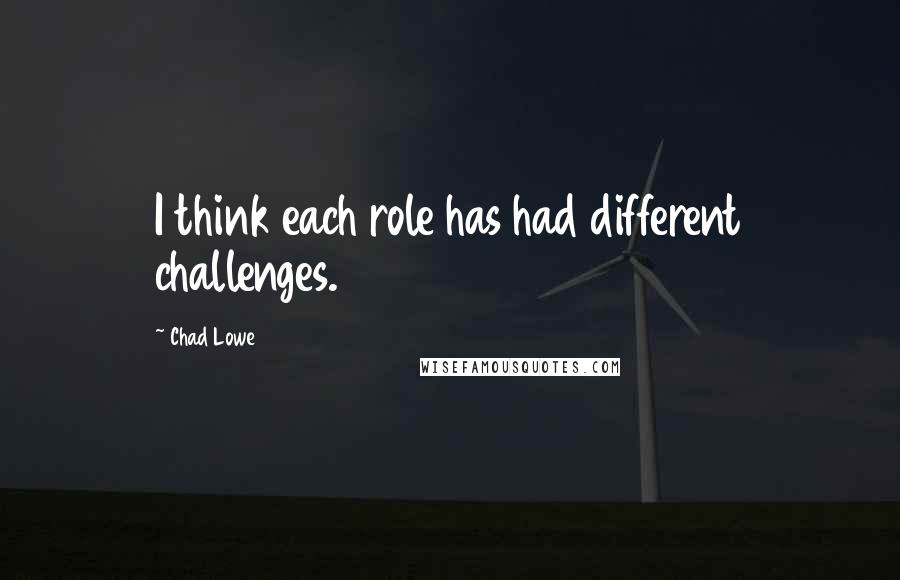 Chad Lowe Quotes: I think each role has had different challenges.
