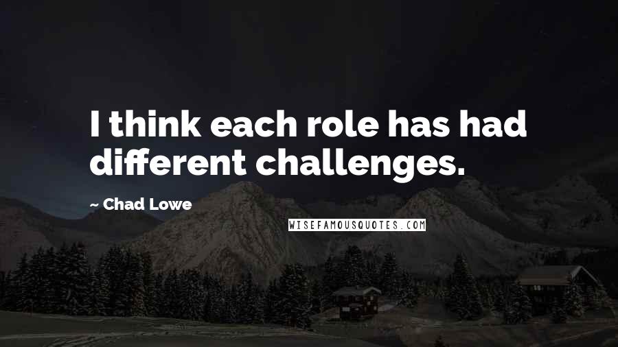 Chad Lowe Quotes: I think each role has had different challenges.