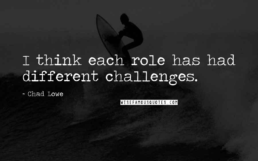 Chad Lowe Quotes: I think each role has had different challenges.