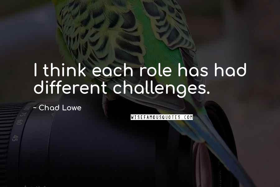 Chad Lowe Quotes: I think each role has had different challenges.