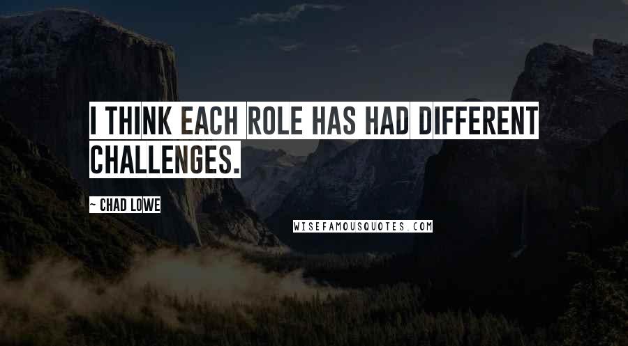Chad Lowe Quotes: I think each role has had different challenges.