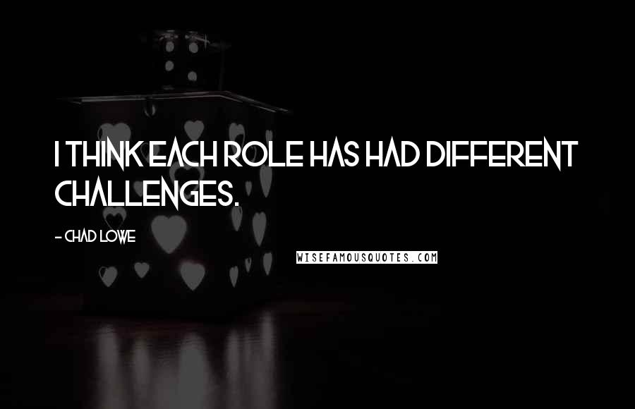Chad Lowe Quotes: I think each role has had different challenges.