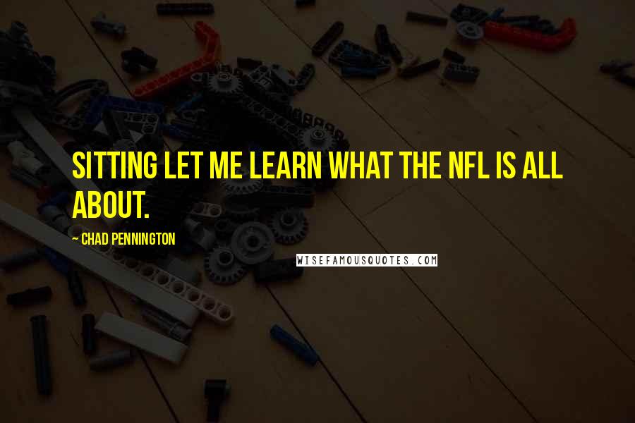 Chad Pennington Quotes: Sitting let me learn what the NFL is all about.