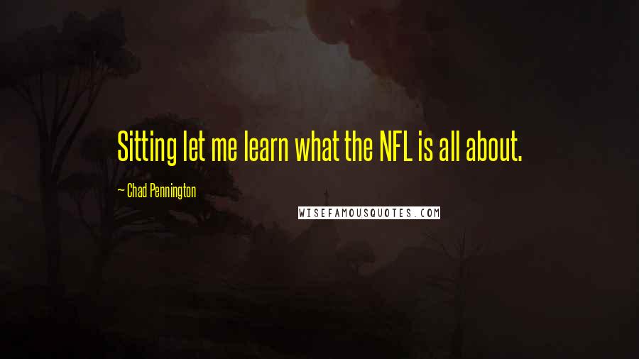 Chad Pennington Quotes: Sitting let me learn what the NFL is all about.