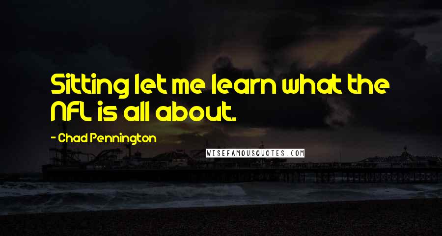 Chad Pennington Quotes: Sitting let me learn what the NFL is all about.