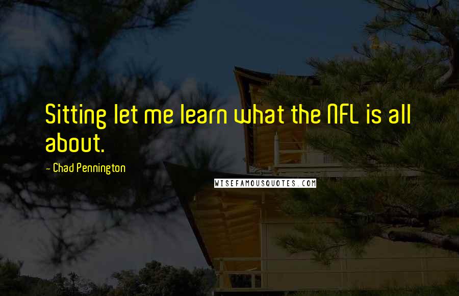 Chad Pennington Quotes: Sitting let me learn what the NFL is all about.