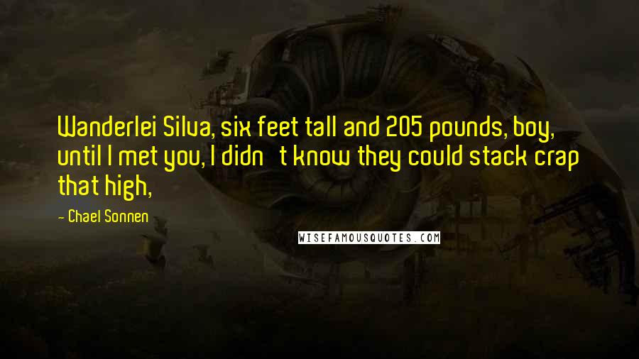 Chael Sonnen Quotes: Wanderlei Silva, six feet tall and 205 pounds, boy, until I met you, I didn't know they could stack crap that high,