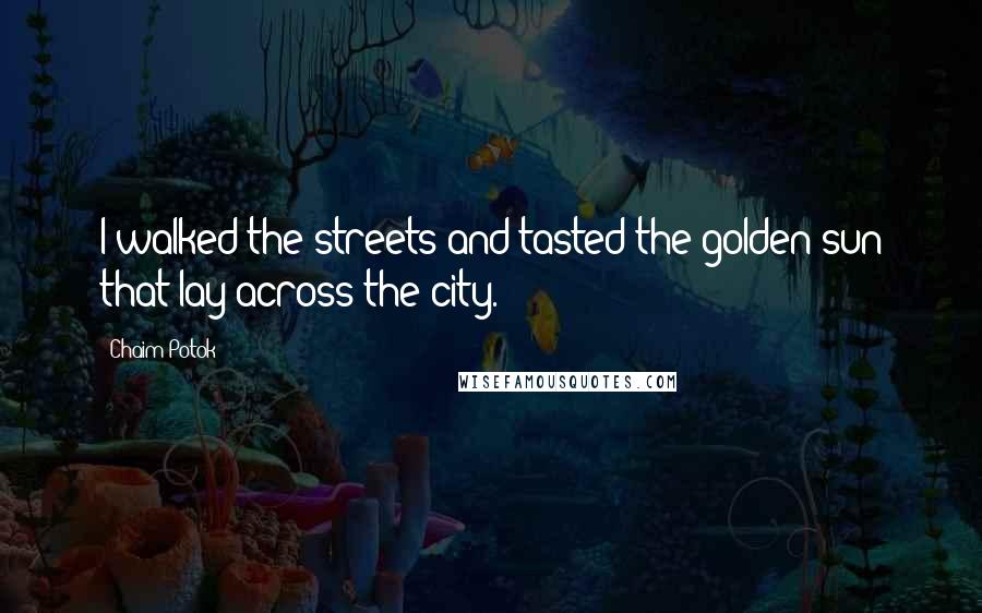 Chaim Potok Quotes: I walked the streets and tasted the golden sun that lay across the city.