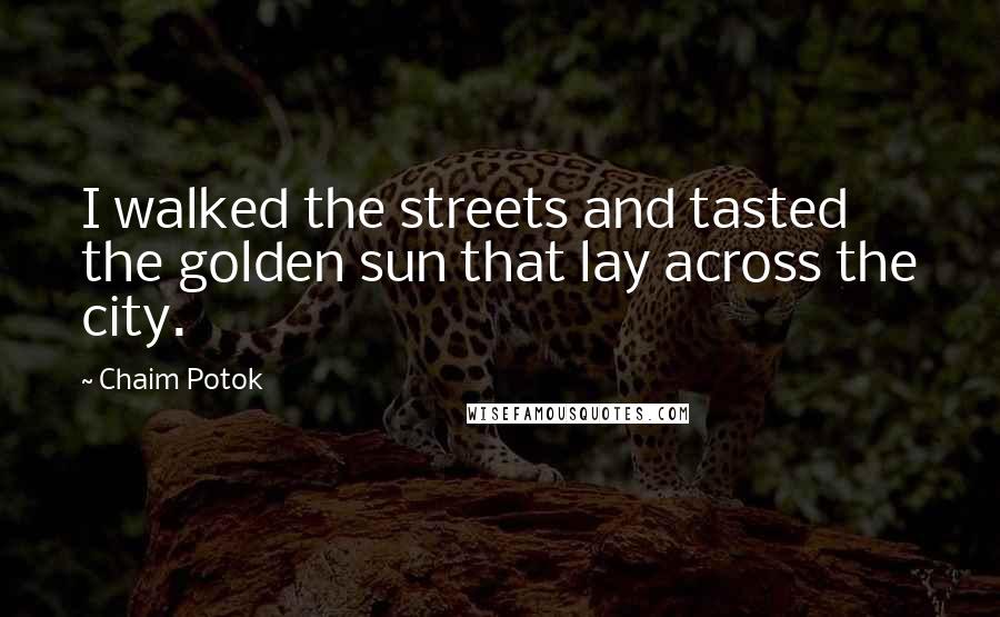Chaim Potok Quotes: I walked the streets and tasted the golden sun that lay across the city.