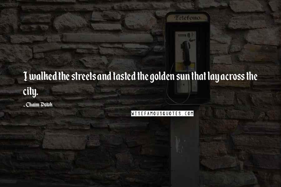 Chaim Potok Quotes: I walked the streets and tasted the golden sun that lay across the city.