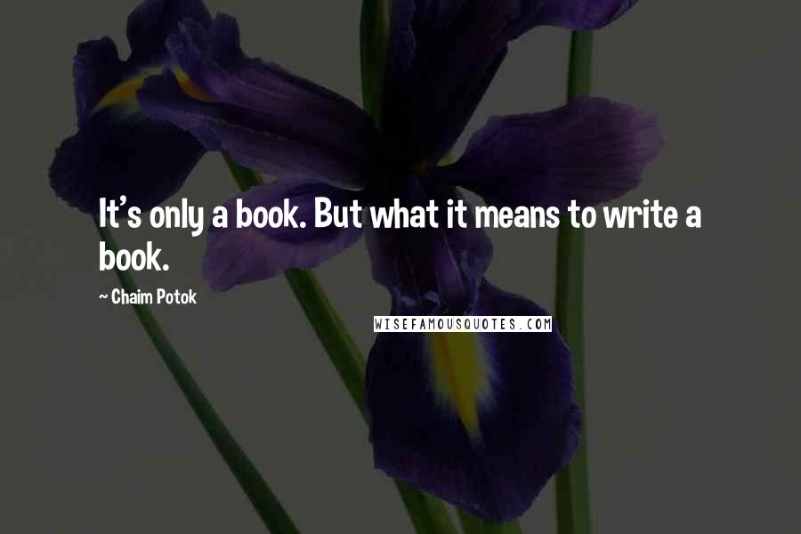 Chaim Potok Quotes: It's only a book. But what it means to write a book.