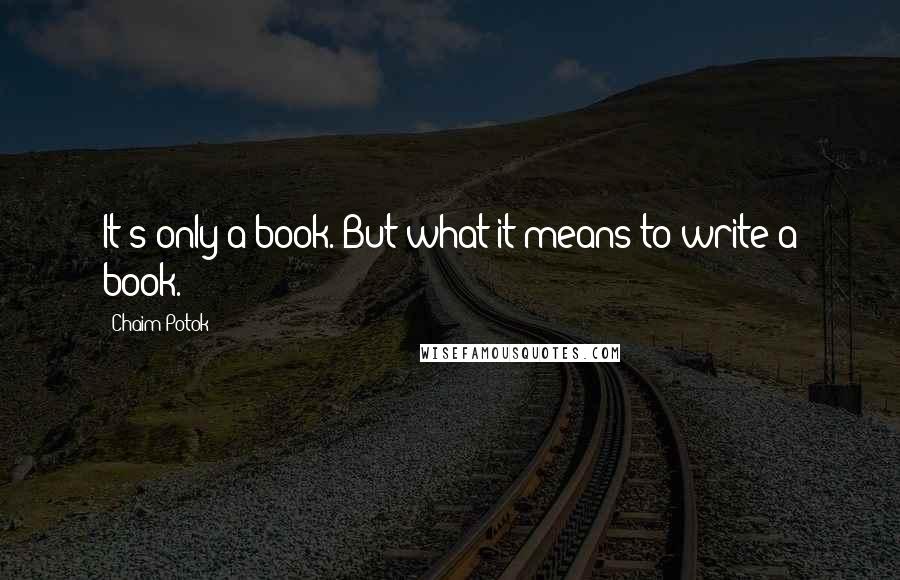 Chaim Potok Quotes: It's only a book. But what it means to write a book.
