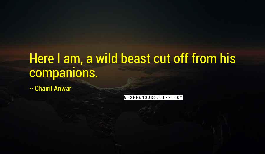 Chairil Anwar Quotes: Here I am, a wild beast cut off from his companions.