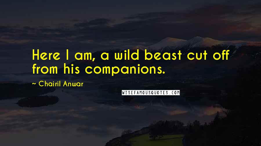 Chairil Anwar Quotes: Here I am, a wild beast cut off from his companions.