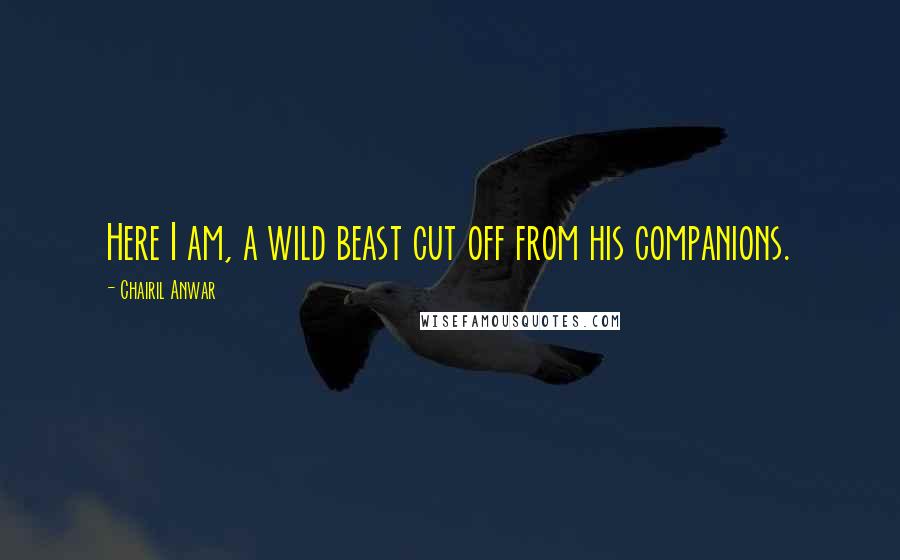 Chairil Anwar Quotes: Here I am, a wild beast cut off from his companions.