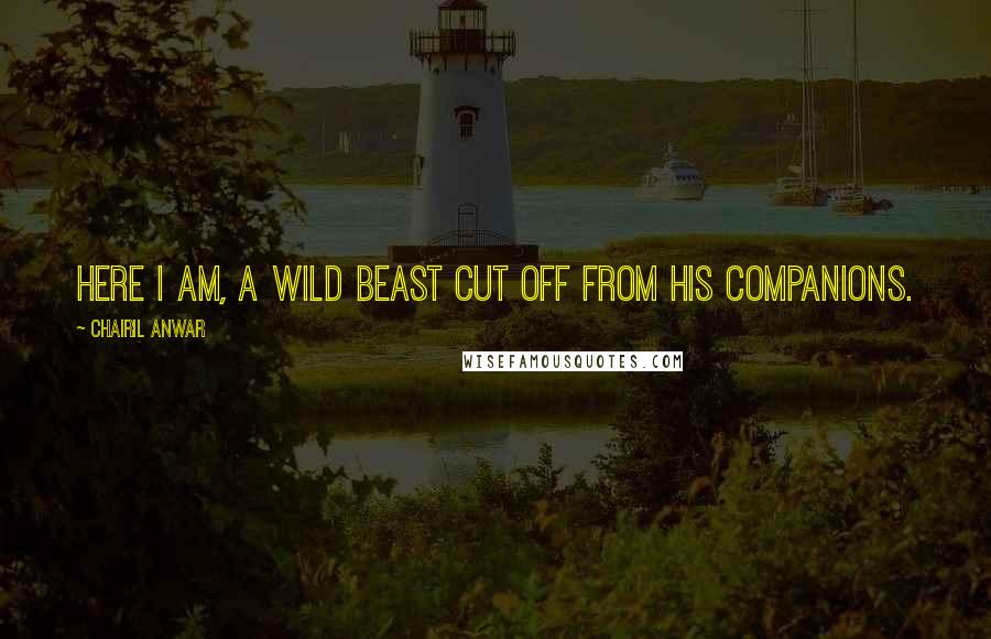 Chairil Anwar Quotes: Here I am, a wild beast cut off from his companions.